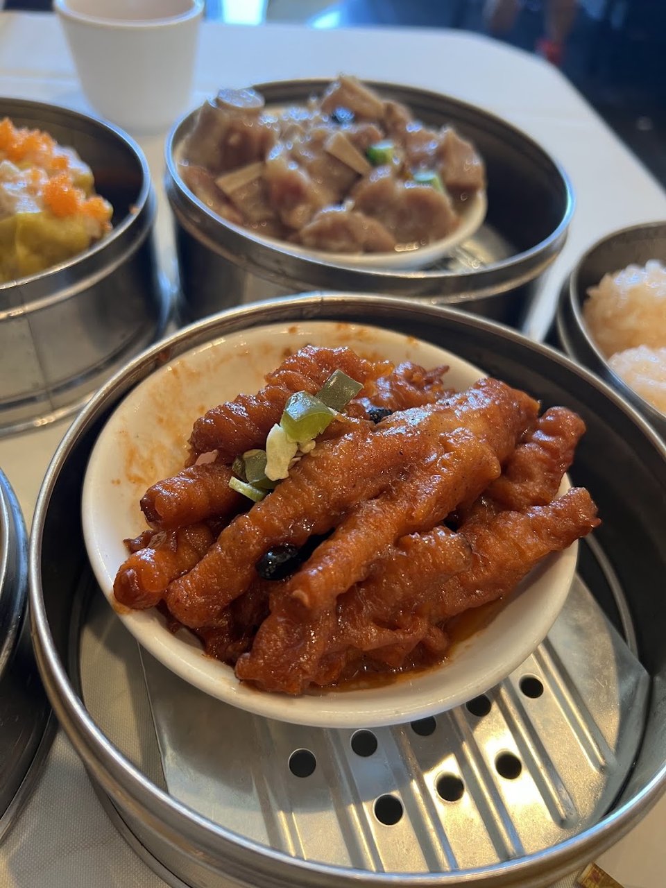 Restaurant menu featuring congee, fried rice, and desserts.